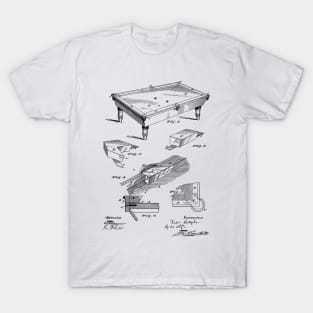 Billiard Table Vintage Patent Hand Drawing T-Shirt